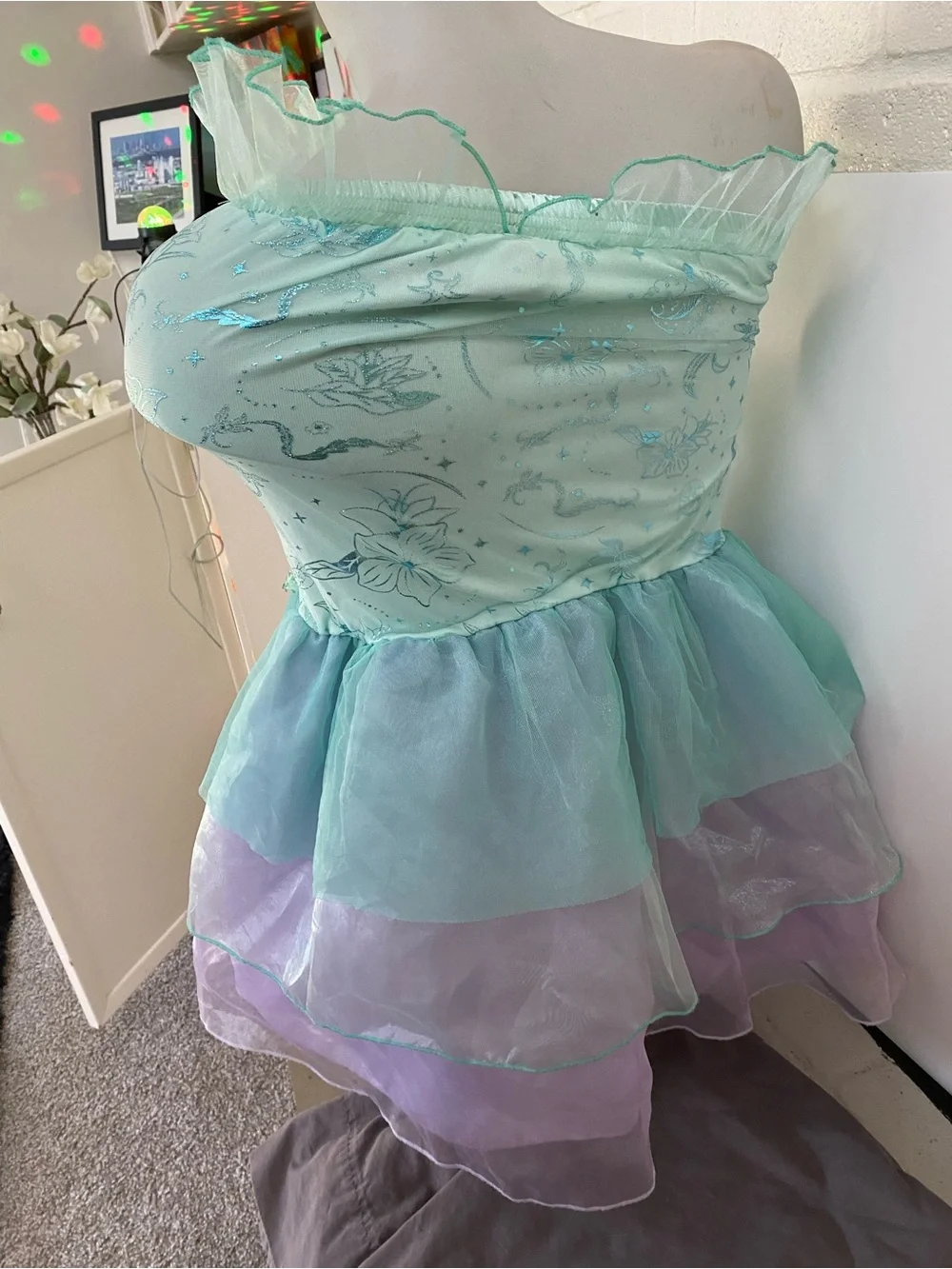 Disney Mint Green and Lilac Sequin Fairy Costume Dress